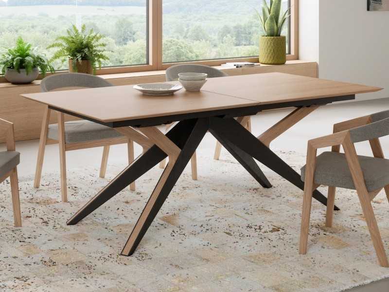 Mesa de comedor extensible en madera de roble y acero - GRASSE EXTENSIBLE