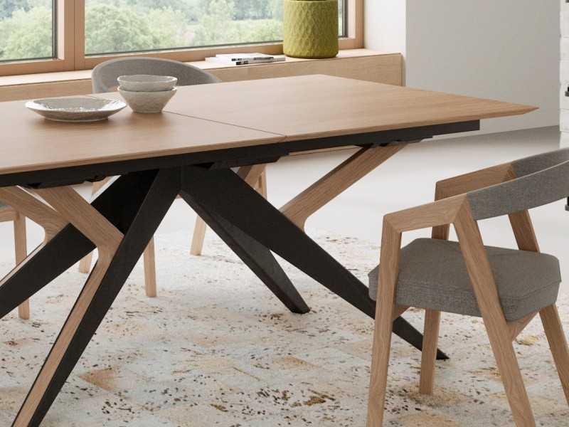 Mesa de comedor extensible en madera de roble y acero - GRASSE EXTENSIBLE
