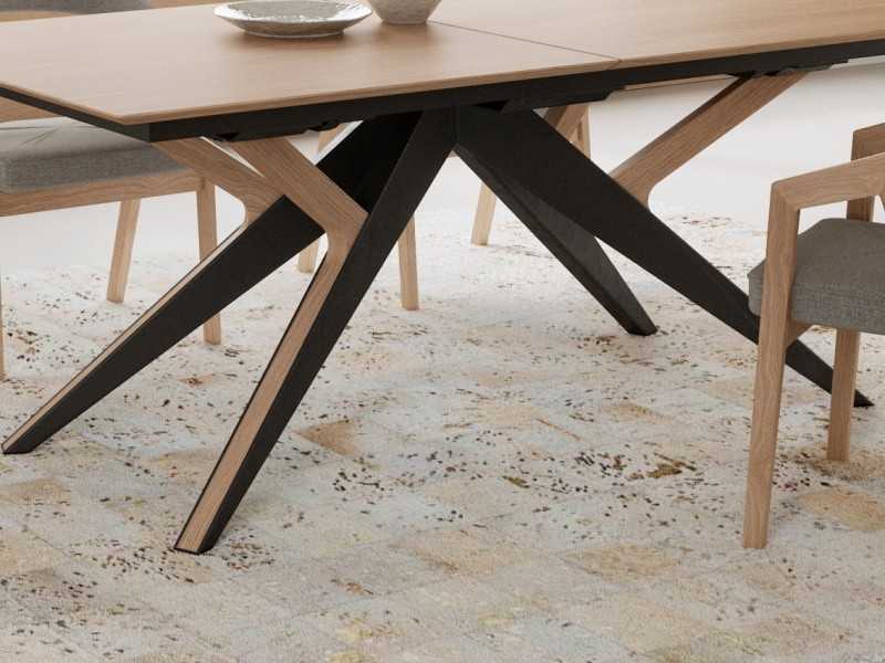 Mesa de comedor extensible en madera de roble y acero - GRASSE EXTENSIBLE