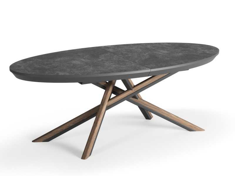 Oval extendable dining table with ceramic top - LYON