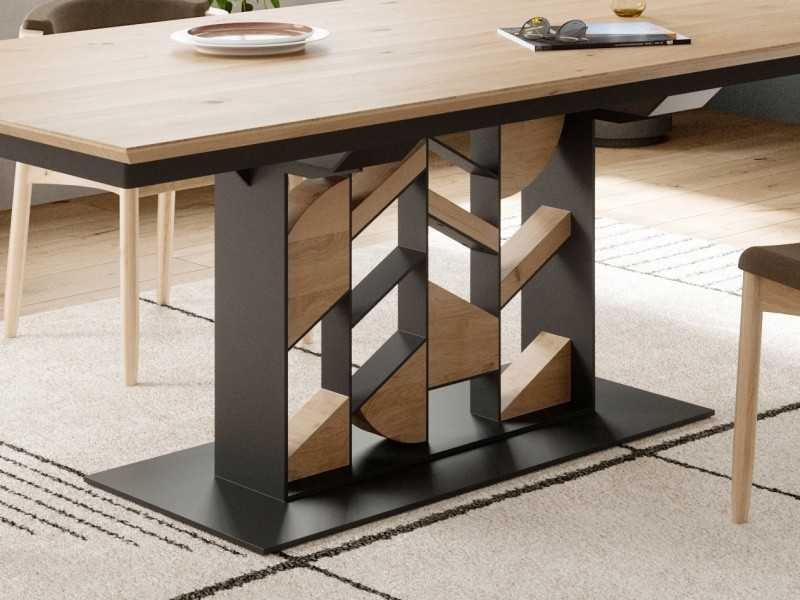 Mesa de comedor extensible en roble y acero - DINAN