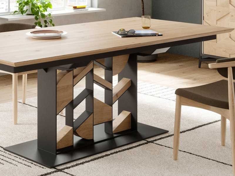 Mesa de comedor extensible en roble y acero - DINAN