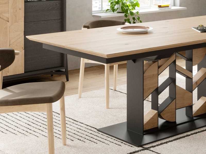 Mesa de comedor extensible en roble y acero - DINAN