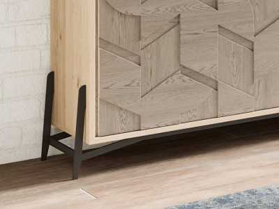 Buffet en chêne avec porte coulissante et piètement en acier - DINAN