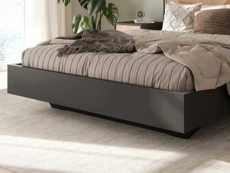 Complete oak bed with LED light and lacquered bed base - GRASSE