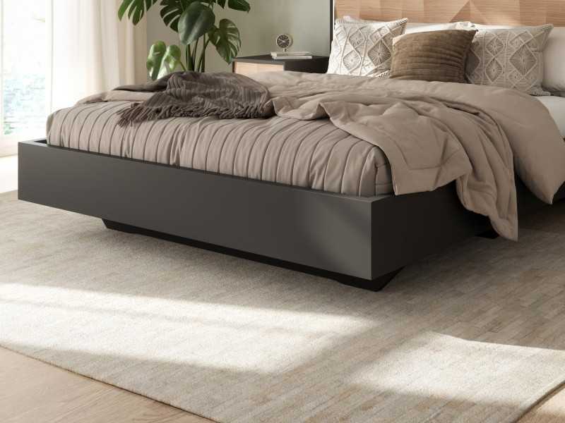 Complete oak bed with LED light and lacquered bed base - GRASSE
