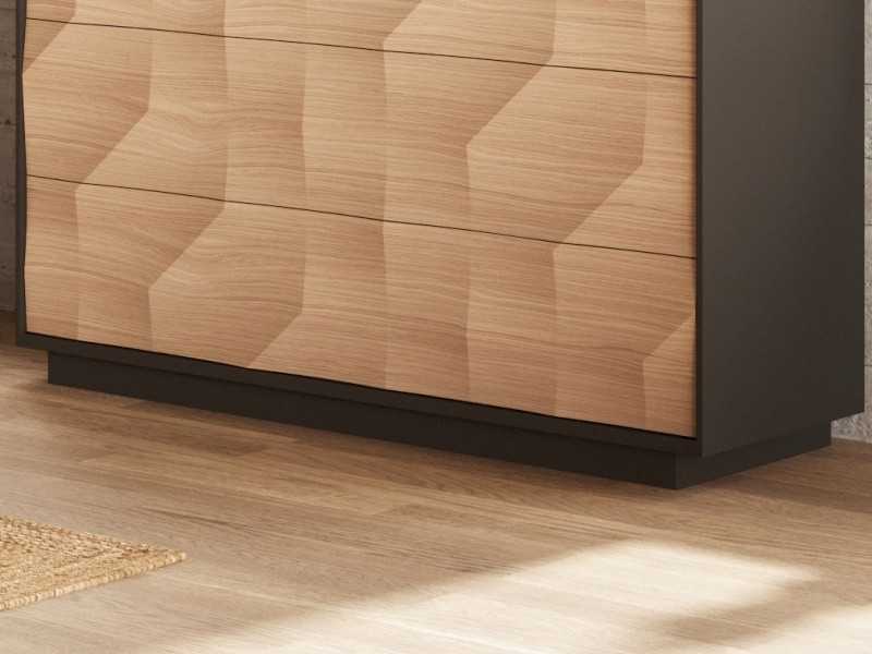 3-drawer chest of drawers in oak and lacquered structure - GRASSE