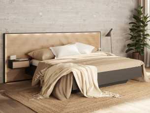 XL complete bed in oak with bed base, side tables and LED light - GRASSE XL