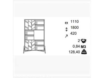 Vitrine bibliothèque en chêne et piètement en acier - DINAN