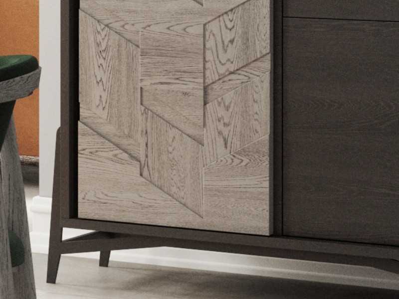 Oak showcase and steel base - DINAN