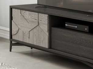 Mesa TV en roble con puerta, cajón y hueco - DINAN 2