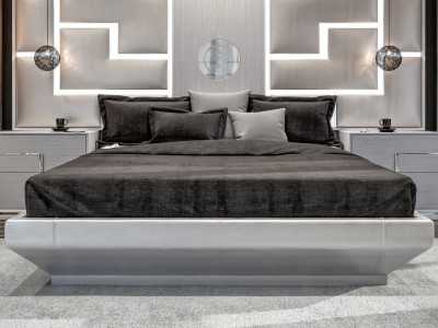 Cama XL tapizada con luz led y base de cama - PUZZLE
