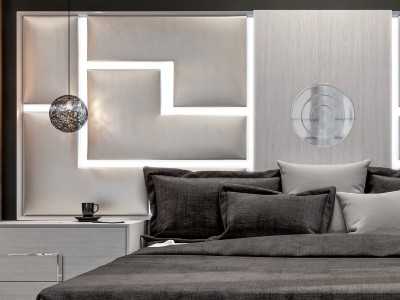 Cama XL tapizada con luz led y base de cama - PUZZLE