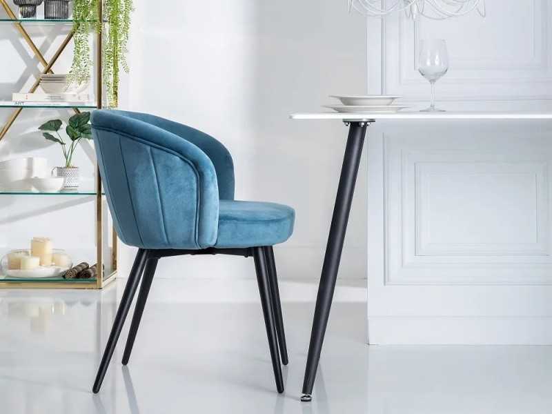 Designer chair upholstered in velvet with metal legs - ANA