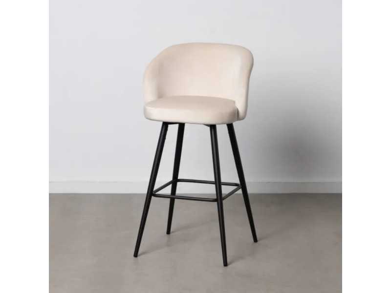Designer stool upholstered in velvet with steel legs - ANA