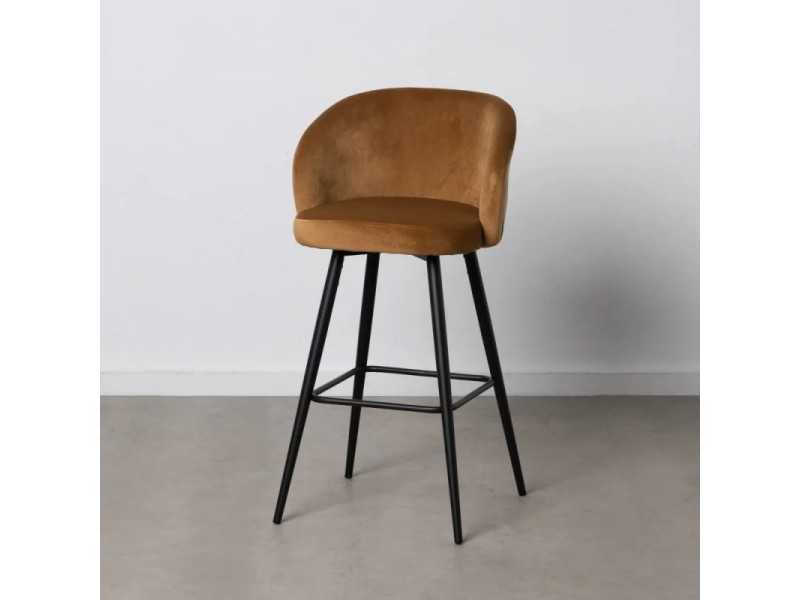 Designer stool upholstered in velvet with steel legs - ANA