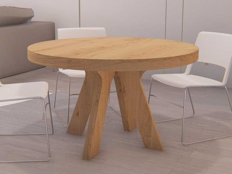 Extendable round table in solid wood - ROND