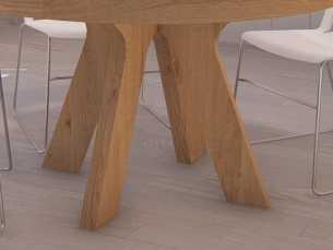 Extendable round table in solid wood - ROND 2