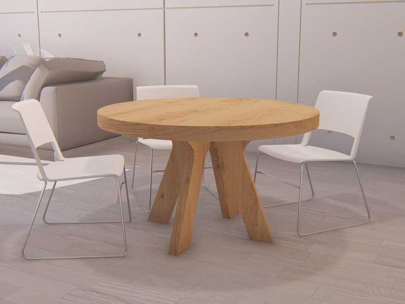 Extendable round table in solid wood - ROND