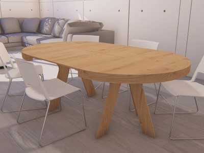 Mesa redonda extensible en madera maciza - ROND