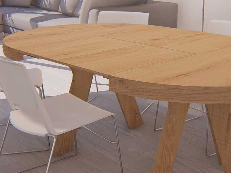 Extendable round table in solid wood - ROND