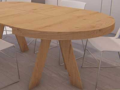 Mesa redonda extensible en madera maciza - ROND