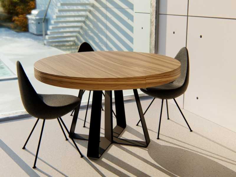 Extendable round table with lacquered steel bases - NAXOS