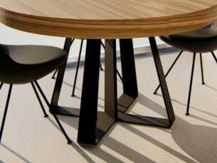 Table ronde extensible avec piètements en acier laqué - NAXOS 2