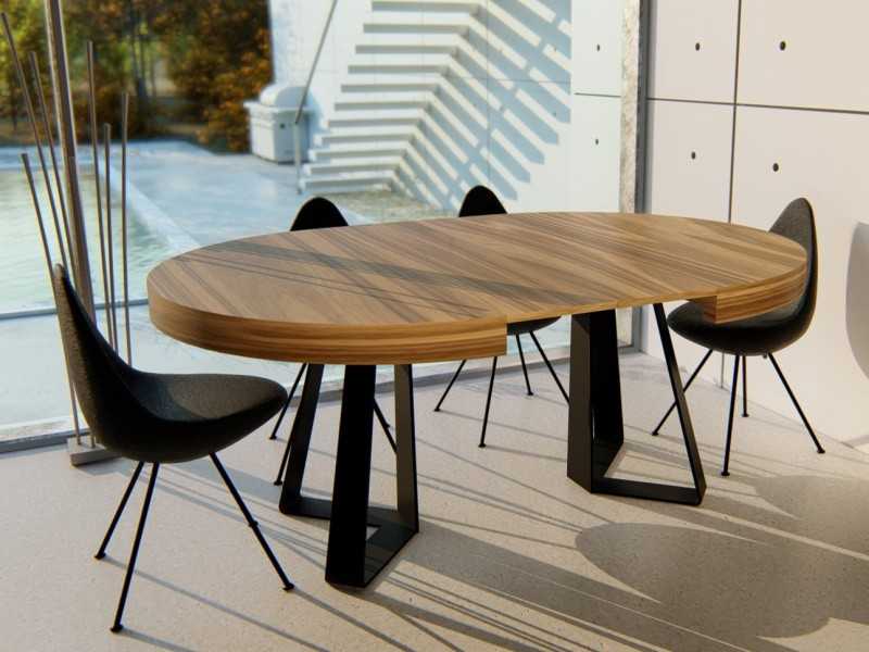 Mesa redonda extensible con bases en acero lacado - NAXOS