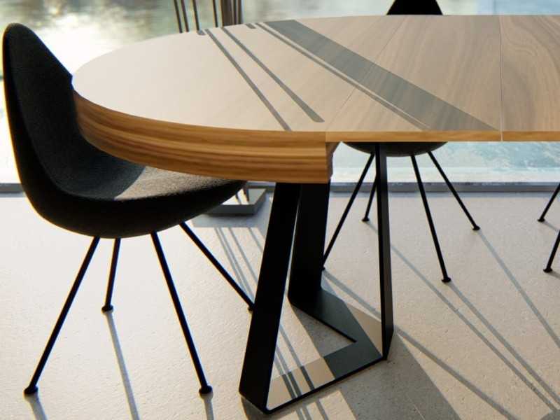 Table ronde extensible avec piètements en acier laqué - NAXOS