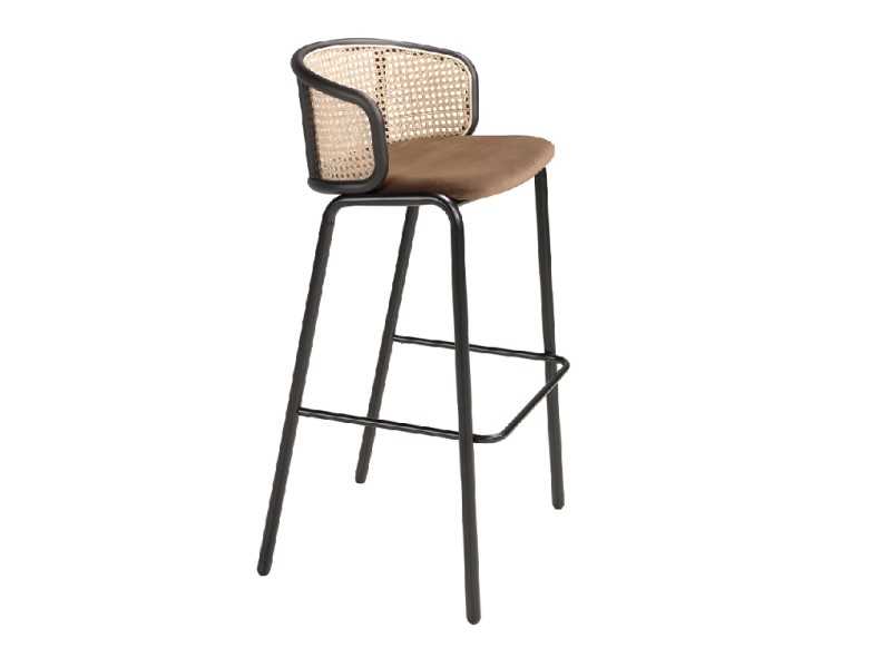Stool in steel and rattan - RODIOS