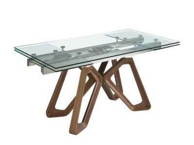 Mesa de comedor extensible con tapa de cristal templado - ANDREA