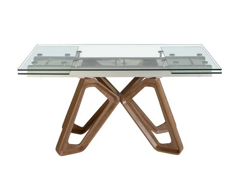 Mesa de comedor extensible con tapa de cristal templado - ANDREA