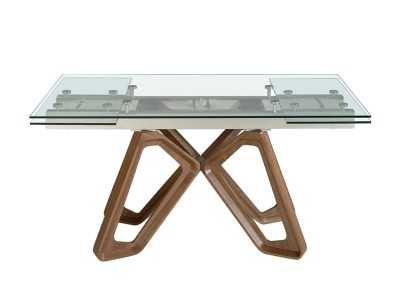 Mesa de comedor extensible con tapa de cristal templado - ANDREA