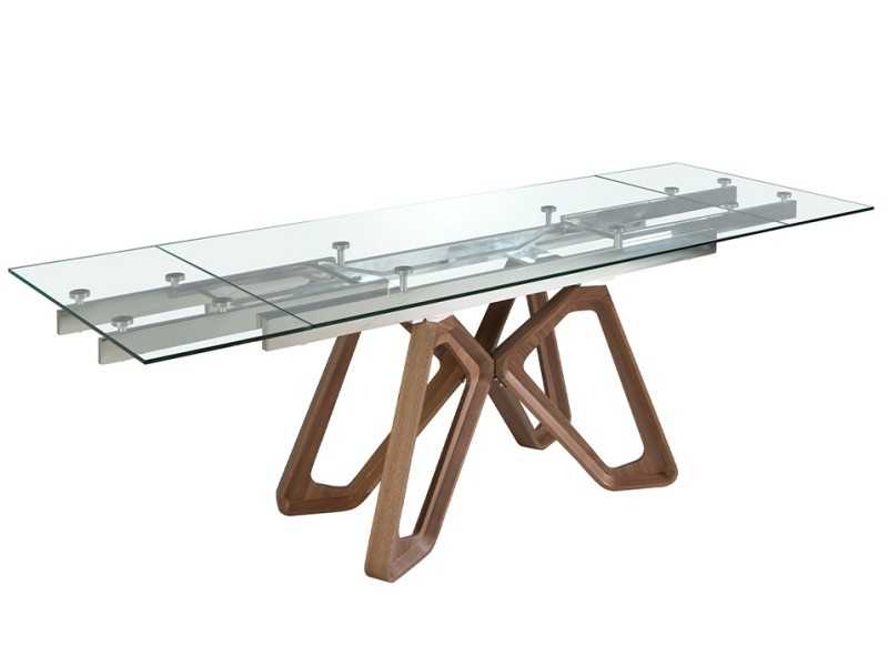 Mesa de comedor extensible con tapa de cristal templado - ANDREA