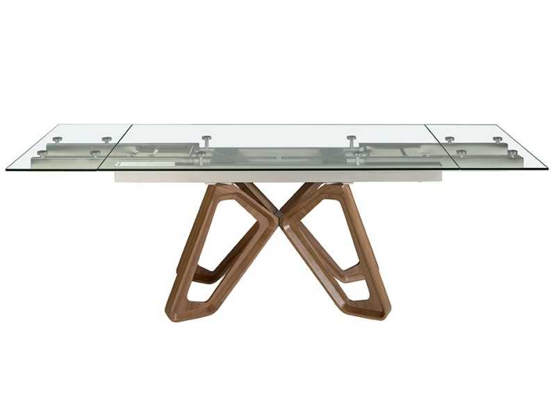Mesa de comedor extensible con tapa de cristal templado - ANDREA