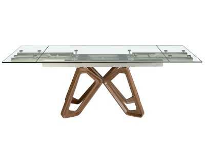 Mesa de comedor extensible con tapa de cristal templado - ANDREA