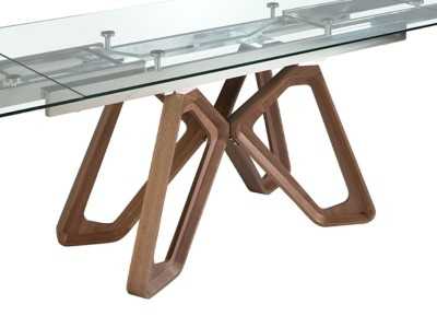 Mesa de comedor extensible con tapa de cristal templado - ANDREA