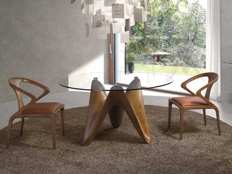 Round table with tempered glass top - HIDRA
