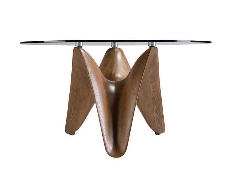 Table ronde avec plateau en verre trempé - HIDRA
