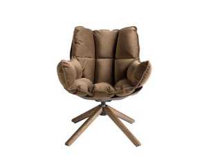 Fauteuil design tapissé et pivotant avec piètement en noyer - PATMOS