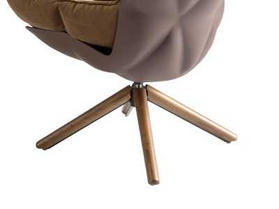 Fauteuil design tapissé et pivotant avec piètement en noyer - PATMOS