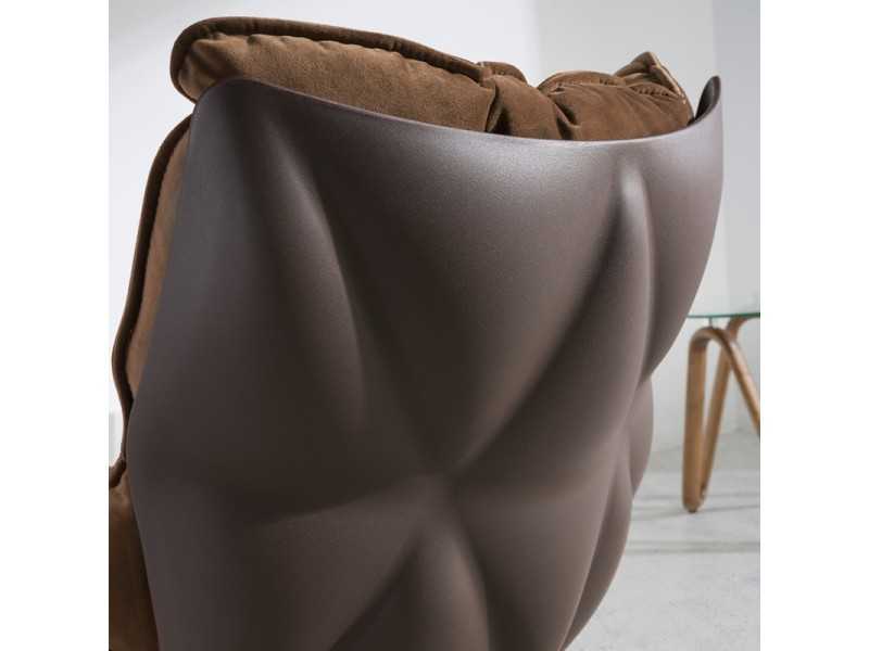 Fauteuil design tapissé et pivotant avec piètement en noyer - PATMOS