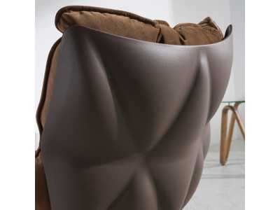 Fauteuil design tapissé et pivotant avec piètement en noyer - PATMOS