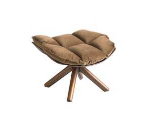 Upholstered design ottoman with walnut base - PATMOS 2