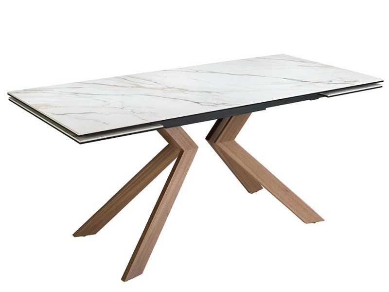 Extendable dining table in walnut with ceramic top - SYMI
