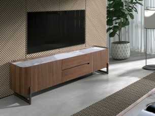 Walnut TV cabinet with ceramic top - SYMI