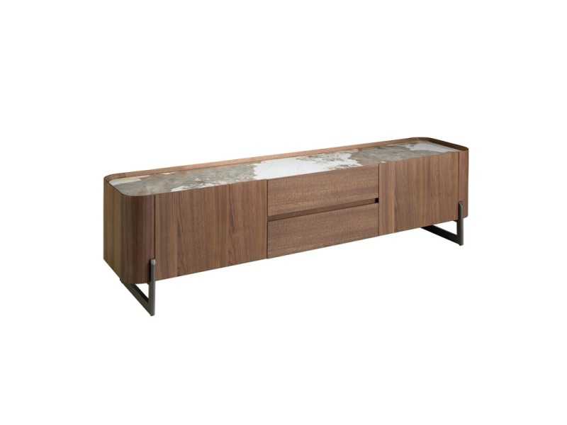 Walnut TV cabinet with ceramic top - SYMI