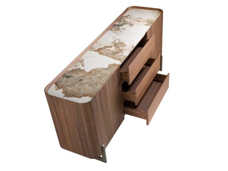 Walnut sideboard with ceramic top - SYMI