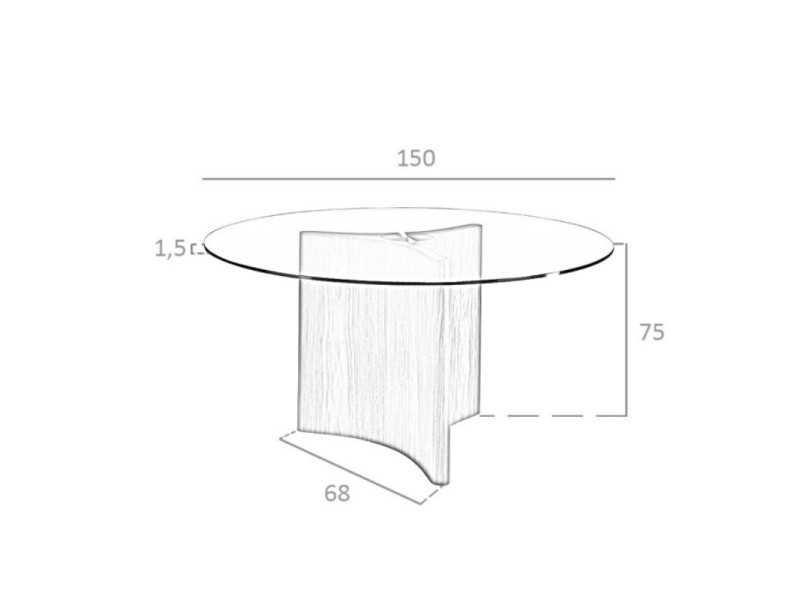 Mesa comedor redonda con tapa de cristal - LEROS